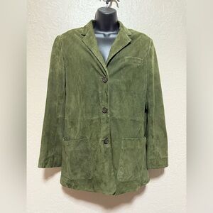 Vtg 90’s Lauren Ralph Lauren Leather Suede Jacket Blazer Size Medium Green
